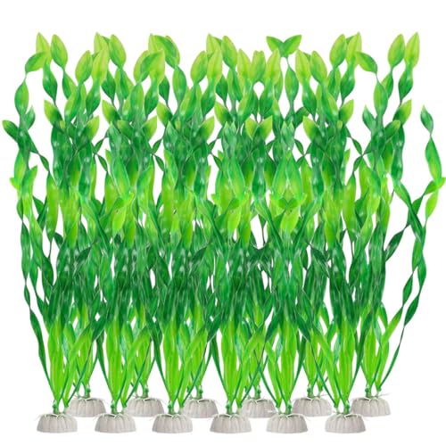 12Pcs Artificial Seaweed Water Plants, Aquarium Decorative Plants, Plastic Fish Tank Plants Decoration for Home and Office Fish Tanks(Green)