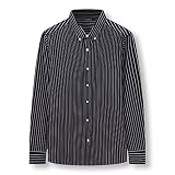 Herren Plus Größe Langarm Freizeithemden - Herrenhemden In Übergröße Herbst Langarm Mode Regular Fit Business Hemden Revers Lässig Gestreiftes Atmungsaktives Arbeitshemd, Schwarze Nadelstreife