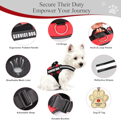 Opstin Service Dog Vest, ID Tag + 50 ADA Information Cards, Service Dog Harness in Sizes X Small to XX Large, Metal Dog Tag has Ruggedized Clip, 2-Sided Service Animal Cards,ESA Accessory Set Small - Image 5