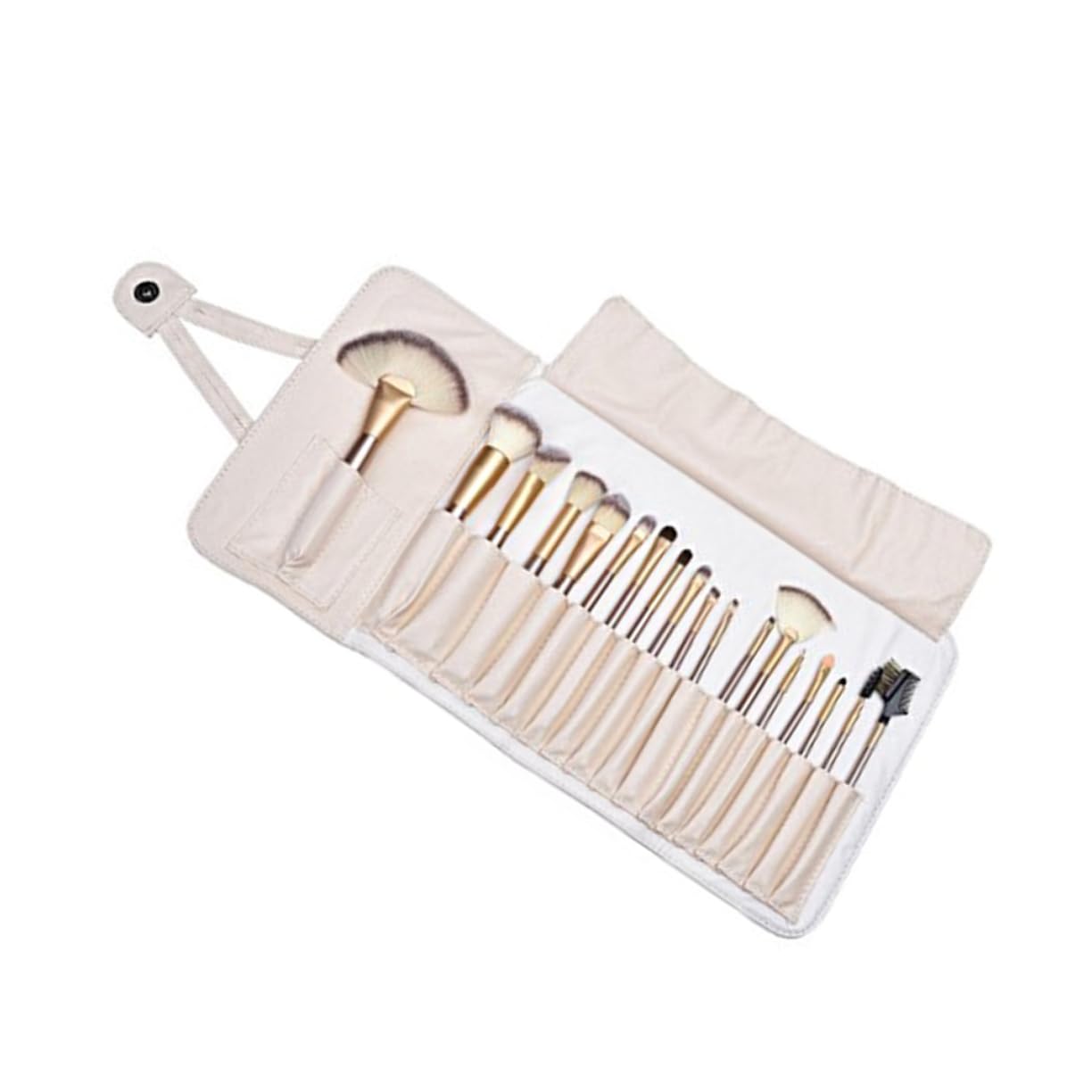 Set de Brochas de Maquillaje Profesional 24 Piezas con Mango de Madera | Pelo Sintético y Fibra Superfina, Estuche de Viaje de Pu, para Rostro, Base, Sombra y Cejas