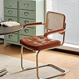 Moderne Rattan-Esszimmerstühle mit Armlehnen, handgewebte Rückenlehne und...