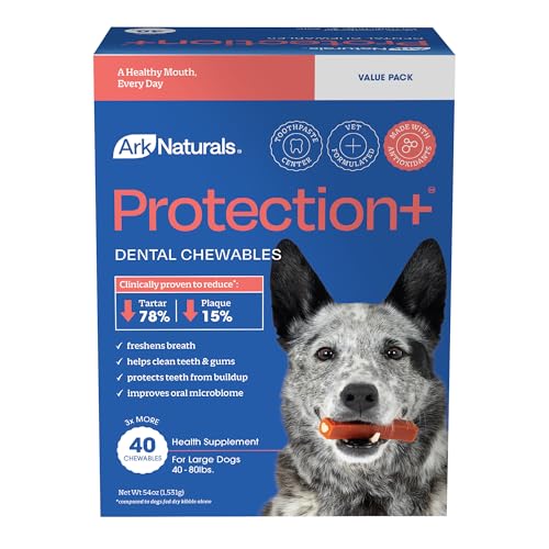 Image of Ark Naturals Protection+ Brushless Toothpaste - Large Breeds, 54oz Bag - Dog Dental Chew with Toothpaste Center - Prevent Plaque & Tartar and Freshen Breath with Dental Chews for Dogs