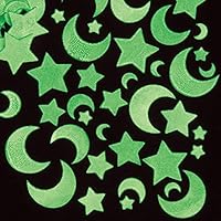 Baker Ross EF456 Glow In T Dark Moon & Star Stickers Assorted Self Adhesive Foam Shapes Embellishments Children's Crafts (Pack of 120)