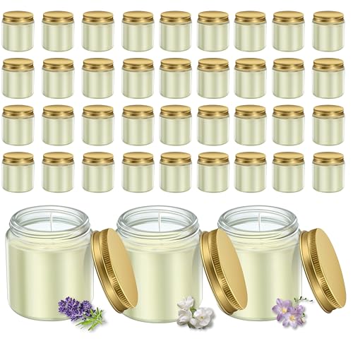 ACITHGL 36 Pcs 4oz Mini Mason Jar Candles Small Scented Candles Bulk Aromatherapy Ideal Souvenir Favors for Wedding Birthday Party (Freesia Lavender Jasmine Gold)