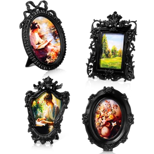 Geetery 4 Pcs Black Gothic Vintage Picture Frames Set Antique