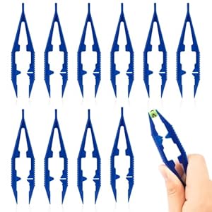 Foyods 10er-Pack Blaue Kunststoff Perlenpinzetten