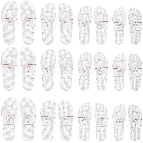 Hestya 24 Pares Chanclas para Invitados Sandalias de Boda Pantuflas Blancas para Recepción Playa Piscina Fiesta, 4 Tamaños