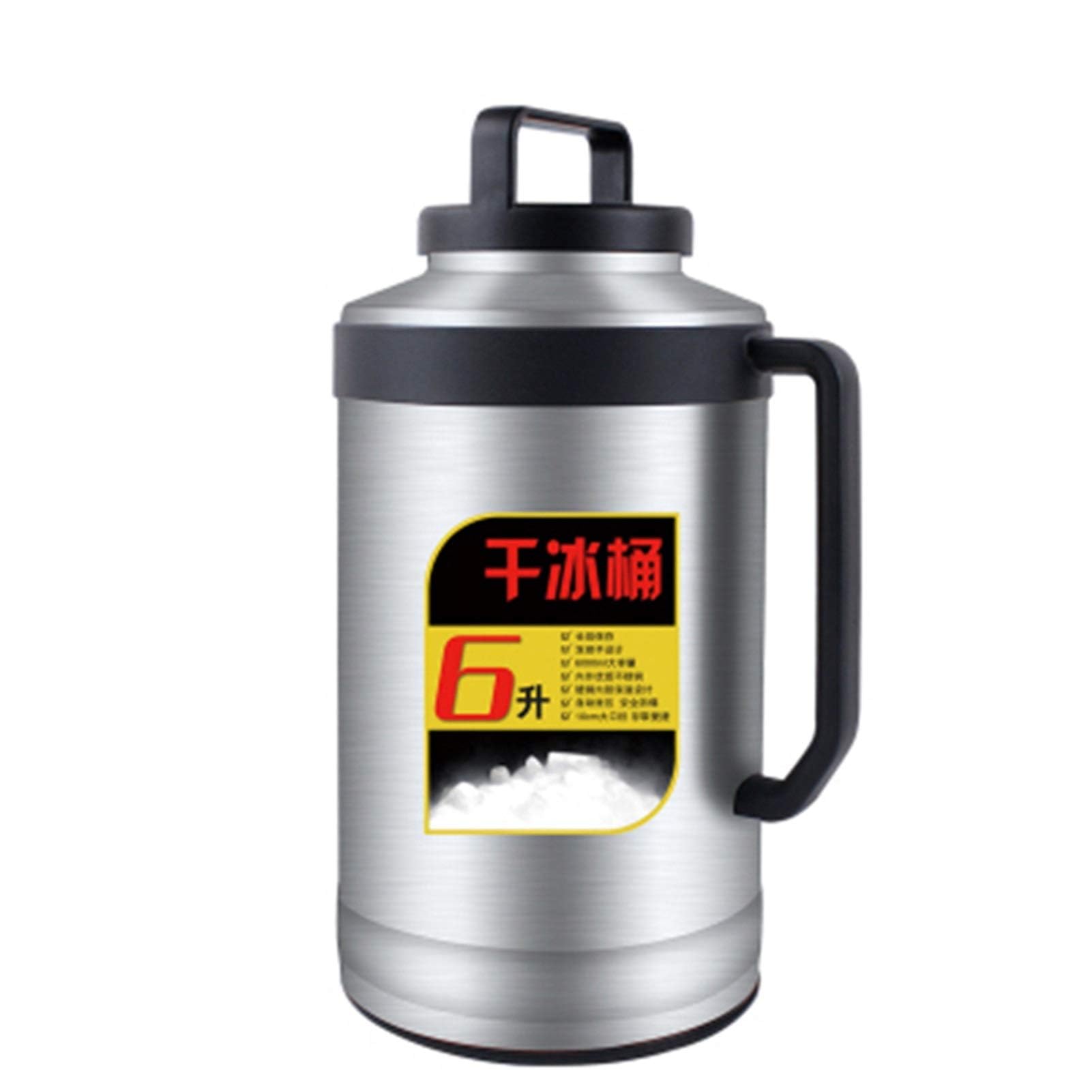 6L Trockeneiskübel, Trockeneis-Thermoskanne Mit Großer Kapazität, Trockeneis-Aufbewahrungseimer, Catering-Eiskübel, Essbarer Trockeneis-Aufbewahrungstank, Edelstahleimer,001,6L