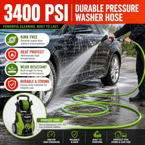 Image of Fieldstar Car Washer High Pressure Hose Pipe 8 Metre | Ultra Heavy Duty Flexible Double Layer PVC Washer Pipe | Standard M22 x 15MM Thread | Compatible with STARQ VANTRO AIMEX, GAOCHENG SHAKTI & More