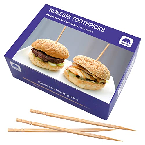 BLUE TOP 1500 pcs 4 Inch Kokeshi Toothpicks Skewers,High-class & Cost-effective Appetizer Picks, Extra Long toothpicks for Appetizers Cocktails Fruit Olive