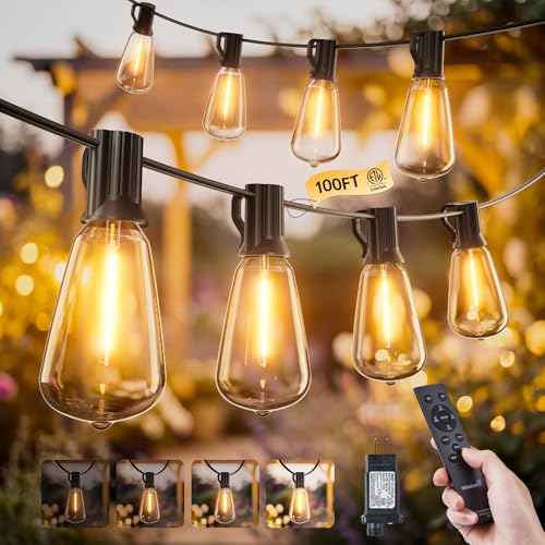 Minetom 100FT Outdoor-String-Lights with Remote...