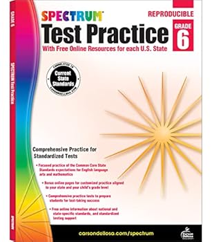 Paperback Spectrum Grade 6 Test Practice Workbooks, Ages 10 to 11, Math, Language Arts, and Reading Comprehension 6th Grade Test Practice, Reproducible Book, Vocabulary, Writing, and Math Practice - 160 Pages Book