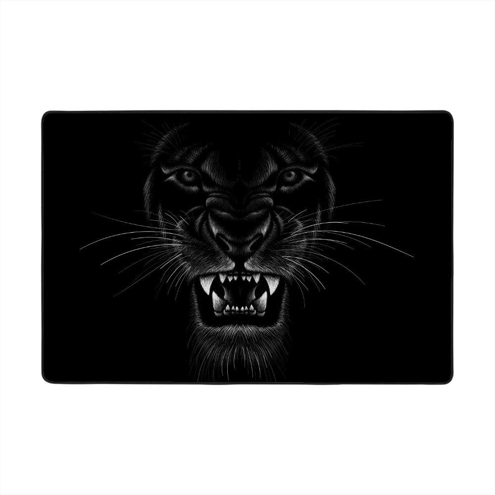 Tapis de chasse lion noir isolant en velours corail contre sol froid