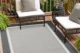 andiamo In- und Outdoor Teppich wetterfest Arizona - Balkon Teppich wasserfest Outdoor-Teppich auch nutzbar als Wohnzimmerteppich oder Küchenteppich Anthrazit Bordüre 133 x 190 cm