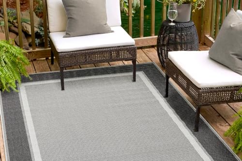 andiamo Kurzflorteppich Clyde Webteppich ohne Flor Bordüre anthrazit, 200 x 290 cm, 721848