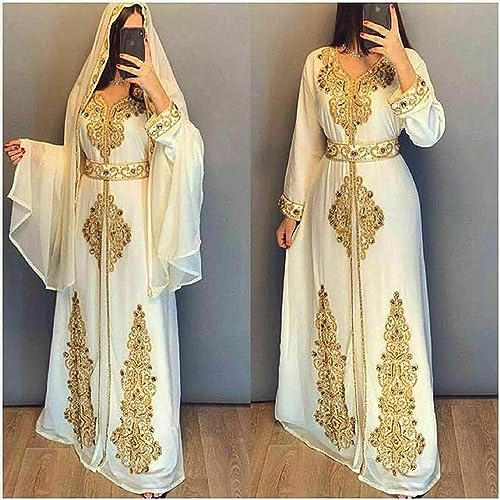 Moroccan White Dubai Kaftans Abaya Dress Very Fancy Long Modern Farasha Gown Islamic Dress3