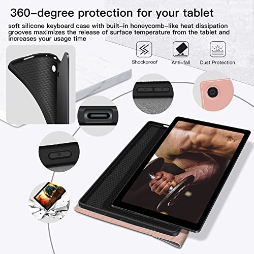 Backlit Keyboard Case For Galaxy Tab A7 Lite 8.7Inch 2021, Case With Keyboard For A7 Lite Sm-T220/T225/T227, Detachable Bluetooth Tablet Keyboard Case, Travel And Mobile Office Friendly (Rose Gold) #TOP6