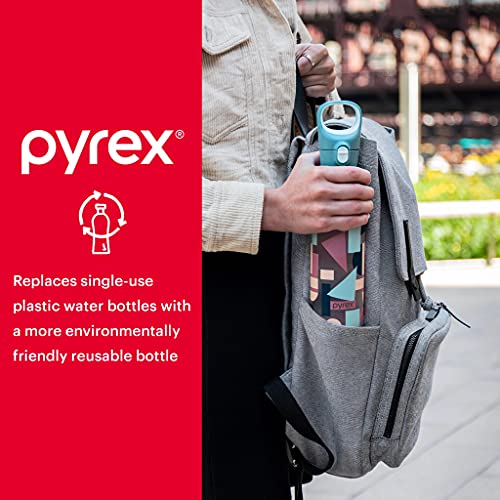 Pyrex 17.5-Oz Color Changing Glass Water Bottle With Silicone Coating, Leakproof And Textured Glass Reusable Water Bottle, Eco-Friendly, Bpa-Free Silicone Coating, Abstract Motion #TOP5