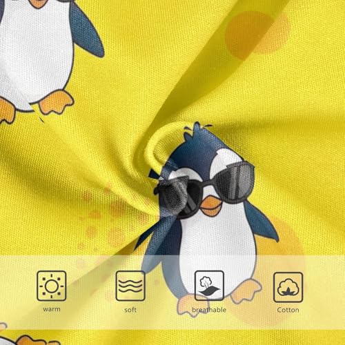 Cartoon Penguins Yellow Underwear for Girls, Toddler Panties, Girls' Cotton Brief Underwear, 2–8 Years3