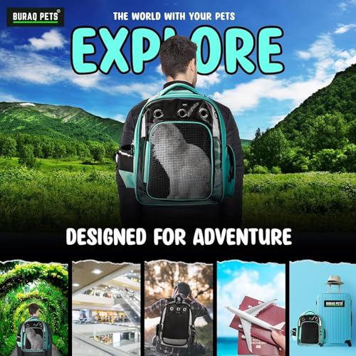 Image of Buraq Breathable Design Pet Carrier Backpack for Hot Weather Travel, Hiking, Ventilated, Touring, Airline-Approved, Sturdy Base cat Bag for Cats Kitten Puppy Rabbit Bird (Red)
