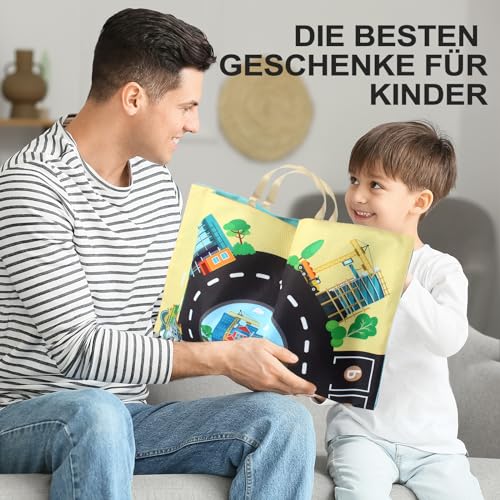 elfish kids Bagger Spielzeug ab 3 Jahre für Jungen, 4 in 1 BAU Baustellenfahrzeuge Kinder mit Spielmatte Set, Zerlegen Spielzeug DIY Baufahrzeuge Lernspielzeug für Geschenk Junge 3 4 5 6 Jahre