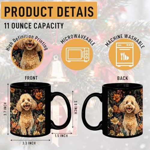 Taza de cerámica con diseño Floral Poodle de 11 onzas miniatura 2