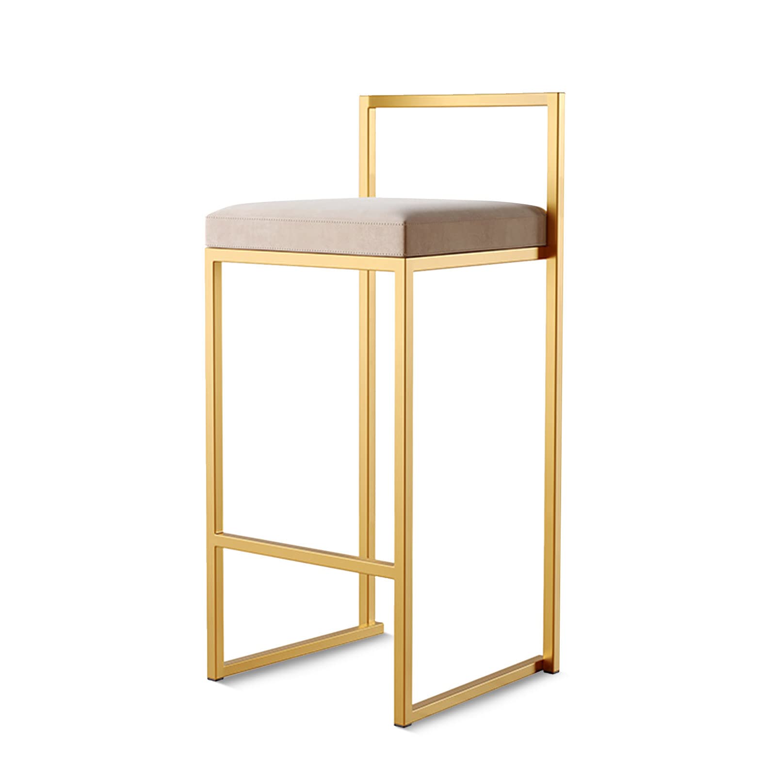 Tabourets de bar modernes dorés 65 cm avec assise rembourrée cuisine