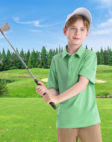 Image of Polo Shirts for Boys Golf Polo Shirt Short Sleeve Boys Performance Polo Dry Fit Stretch Collared UPF50+ Kids Golf Shirts