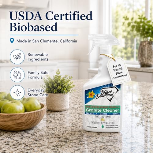 Black Diamond Stoneworks Granite Counter Cleaner: USDA Certified BIOBASED- Safe for Granite and other stone countertops. Safe for food contact formula to keep your countertops looking fresh and clean!