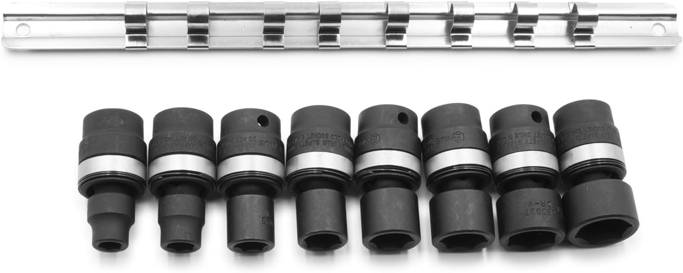 Genius Tools 8 Piece 1/2" Dr. SAE Swivel Impact Socket Set TG-408S