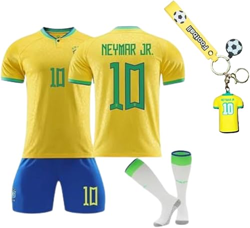 KickOffKits - Uniforme de entrenamiento para niños de la Copa Mundial de Neymar Brasil - Deporte de equipo, jerseypantalones cortoscalcetinesregalo