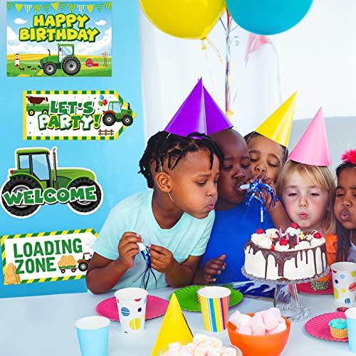 Image of Gueevin 20 Pcs Tractor Party Favors Tractor Birthday Decorations for Truck Themed Birthday Party Backdrop Photo Props Supplies Outdoor Indoor Decor
