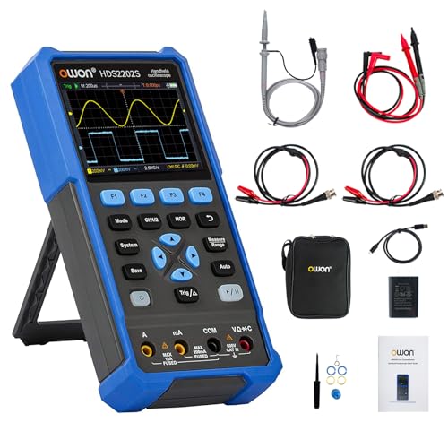 OWON HDS2202S Oscilloscope portable professionnel 3 en 1 pour PC 200 MHz, multimètre numérique 20 000 points, écran LCD 3,5 pouces, outil de test universel