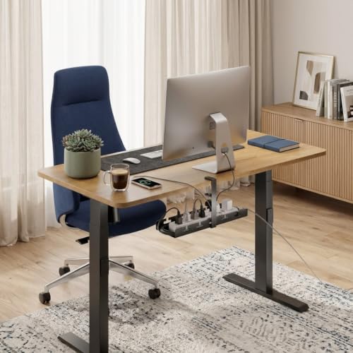 Image of Herrlich Homes Under Desk Cable Management Tray | No Drill Clamp-On Wire Organizer | Height Adjustable Metal Power Strip Holder | Black | 40 cm