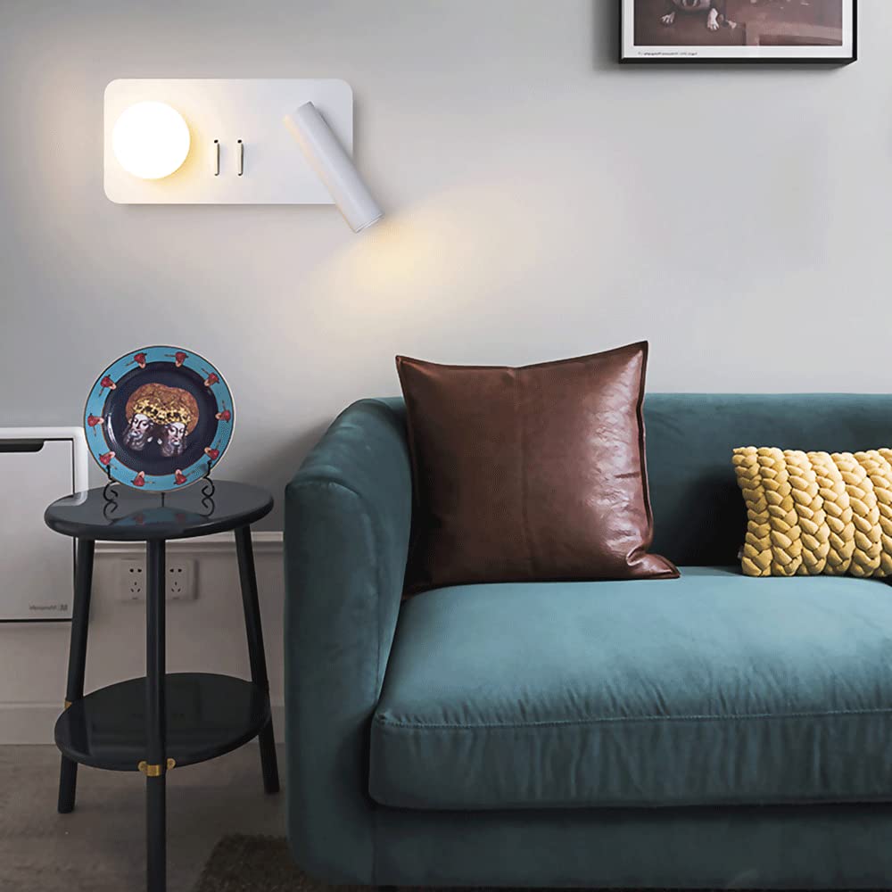 Faretti da soffitto a LED da 6 W, Testa Singola, Parete, Finitura Bianca, Luce di Lettura Decorativa in Ferro battuto, Applique Regolabili, Applique per Camera da Letto e Comodino