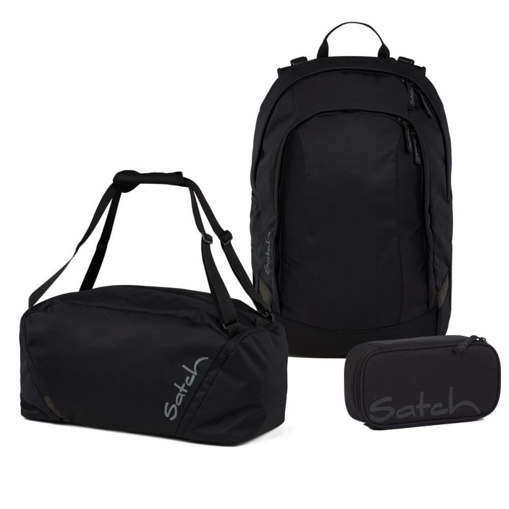 Satch Air Schulrucksack Set 3tlg. inkl. Schlamperbox und Sporttasche (Blackjack)