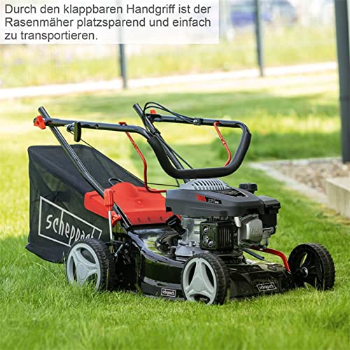 Scheppach Rasenmäher RM420 | 3in1-3,4PS | Schnittbreite 420mm | 45L Fangkorb | Schnitthöhenverstellung 25-75 mm | inkl. Motoröl 6