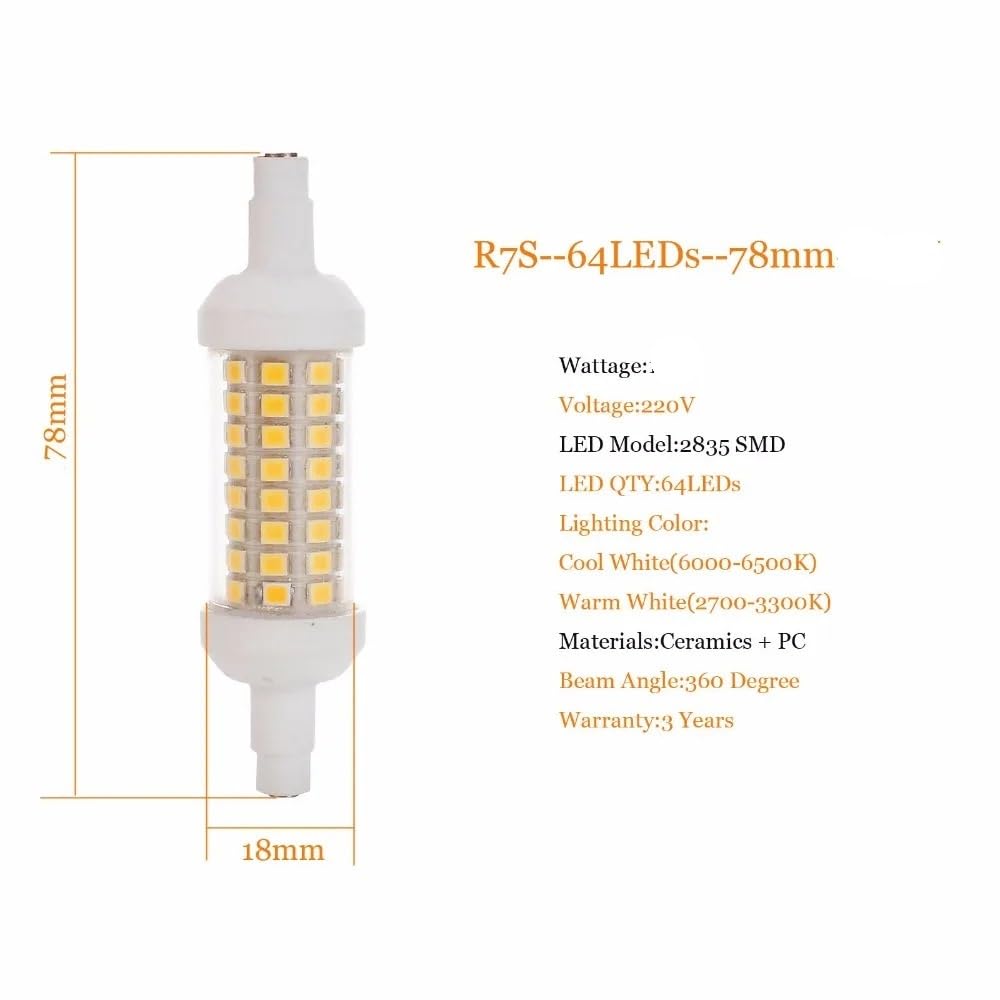 fengyan Casa bombillas 4 piezas LED AC220V Cerámica de luz de inundación R7S J78 J118 J135 10-20W 2835 SMD Reemplaza la lámpara de halógeno 78 mm 118 mm 135 mm 1 0W 15W 20W Iluminación de maíz Familia