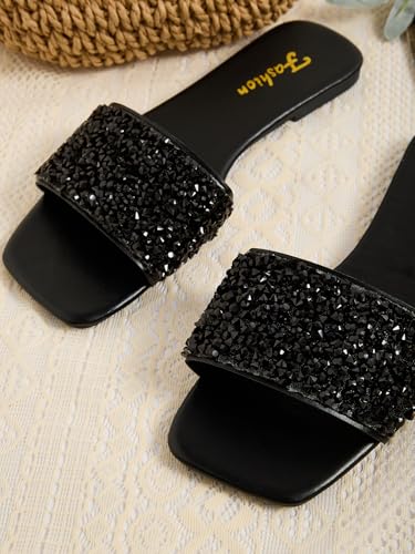 GORGLITTER Glitter Sandals Sparkly Sandals Casual Rhinestone Slides Bling Open Toe Sandals2