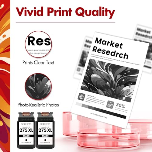Image of 275 275XL PG-275XL TR4720 TS3722 Black Ink Cartridges for Canon Printers | Replacement for Cannon PG-275 PG275 PG 275 XL PIXMA TR4700 TS3722 TS3700 TR4722 TS3522 TS3720 TS3500 TS3520 (2 Pack, Black*2)
