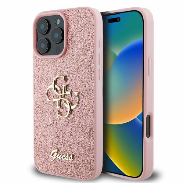 CG MOBILE Guess GUHCP16XHG4SGP Case for iPhone 16 Pro Max 6.9 Inch Pink Hard Case Fixed Glitter Big 4G, Pink Glitter, 6.9 Zoll