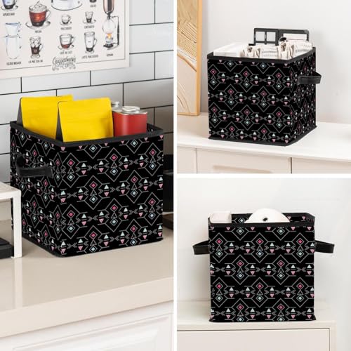 Boîte de rangement pliable cube noir géométrique pour placard - 8