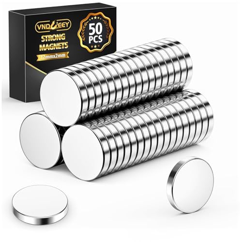 VNDUEEY Neodymium Magnets, Round Magnets for Home, Fridge, Workshop, Rare Earth Disc Magnet for Crafts, DIY, Adult, Office, Board, Locker, 50Pack, 12X2mm