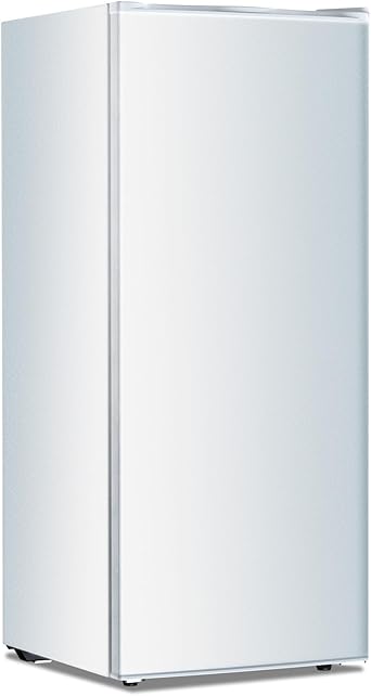 Kismile Upright Freezer, 6.0 Cu.ft Deep Freezer with Reversible Single Door,Removable Shelves, Small Stand Up Freezer with Adjustable Thermostat for Home/Kitchen/Office/Garage (White)