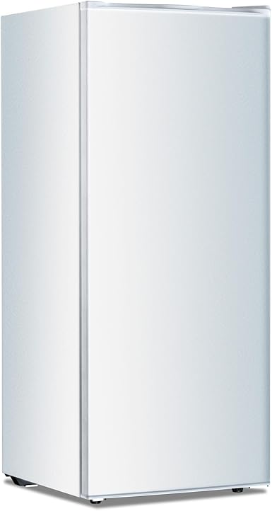 Kismile Upright Freezer, 6.0 Cu.ft Deep Freezer with Reversible Single Door,Removable Shelves, Small Stand Up Freezer with Adjustable Thermostat for Home/Kitchen/Office/Garage (White)