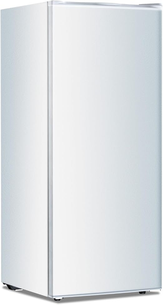 Kismile Upright Freezer, 6.0 Cu.ft Deep Freezer with Reversible Single Door,Removable Shelves, Small Stand Up Freezer with Adjustable Thermostat for Home/Kitchen/Office/Garage (White)