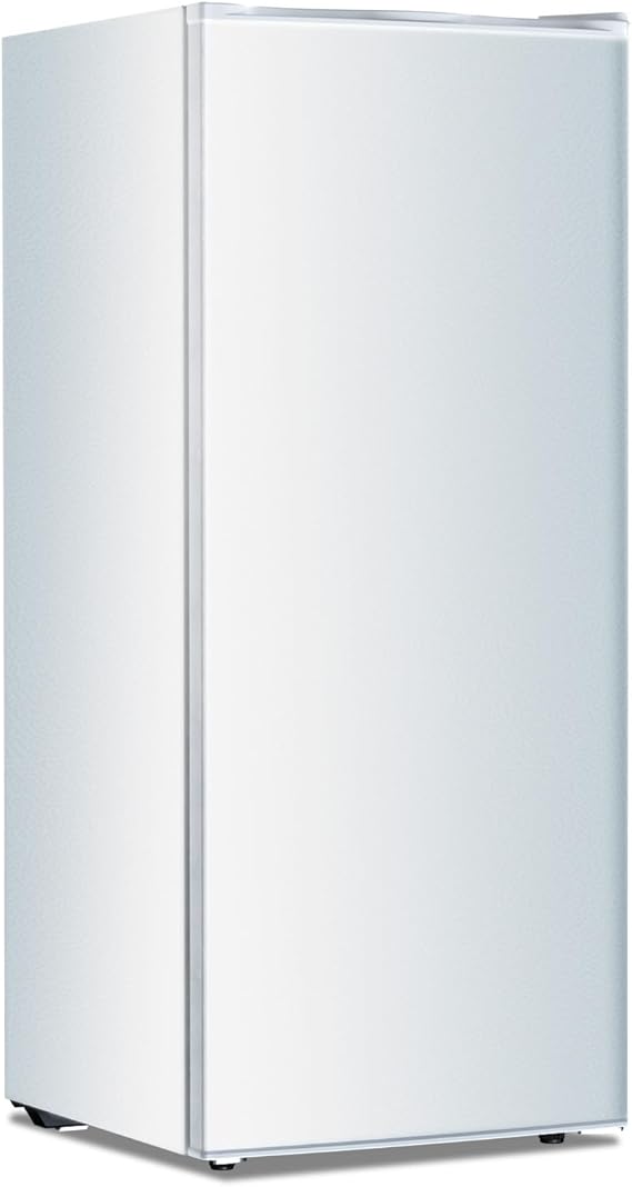 Kismile Upright Freezer, 6.0 Cu.ft Deep Freezer with Reversible Single Door,Removable Shelves, Small Stand Up Freezer with Adjustable Thermostat for Home/Kitchen/Office/Garage (White)