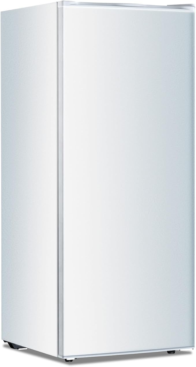 Kismile Upright Freezer, 6.0 Cu.ft Deep Freezer with Reversible Single Door,Removable Shelves, Small Stand Up Freezer with Adjustable Thermostat for Home/Kitchen/Office/Garage (White)