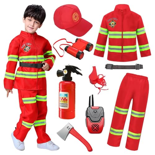 XFOZDM Costume de Pompier deguisement enfant pompier avec Pompier Jouet Extincteur Jouet Pompier Accessoires pour Carnaval Halloween Jeu de rôle Cadeau...