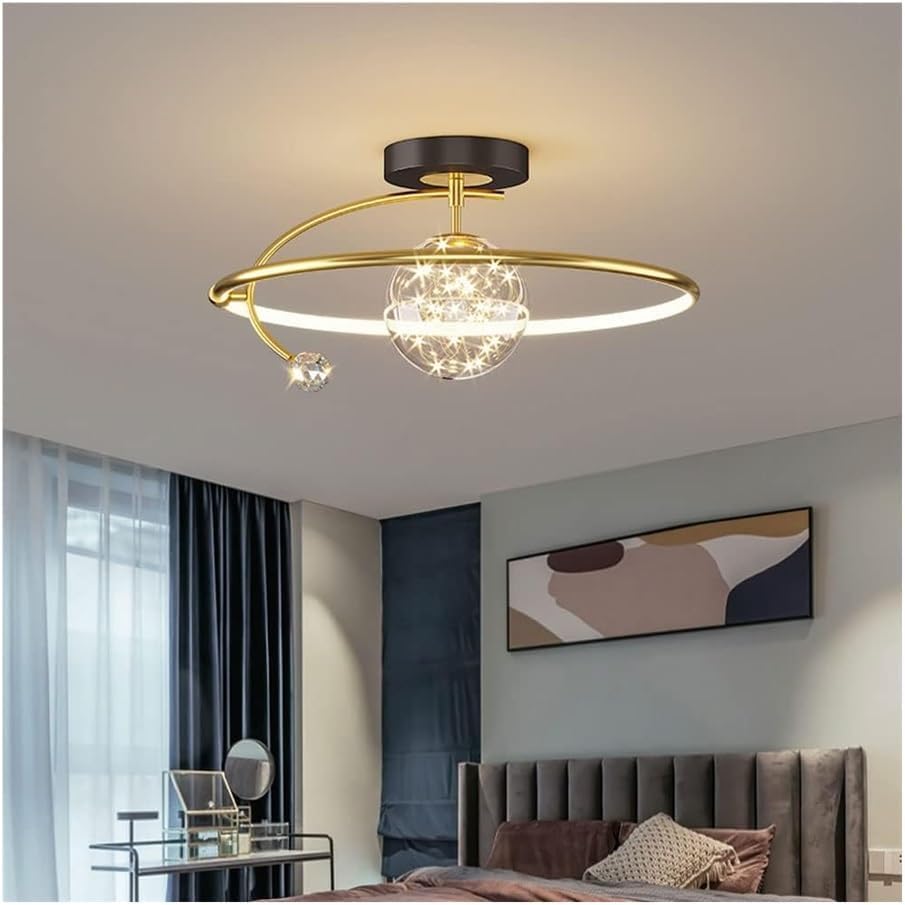 Plafonnier semi-encastré LED dimmable noir et doré chic